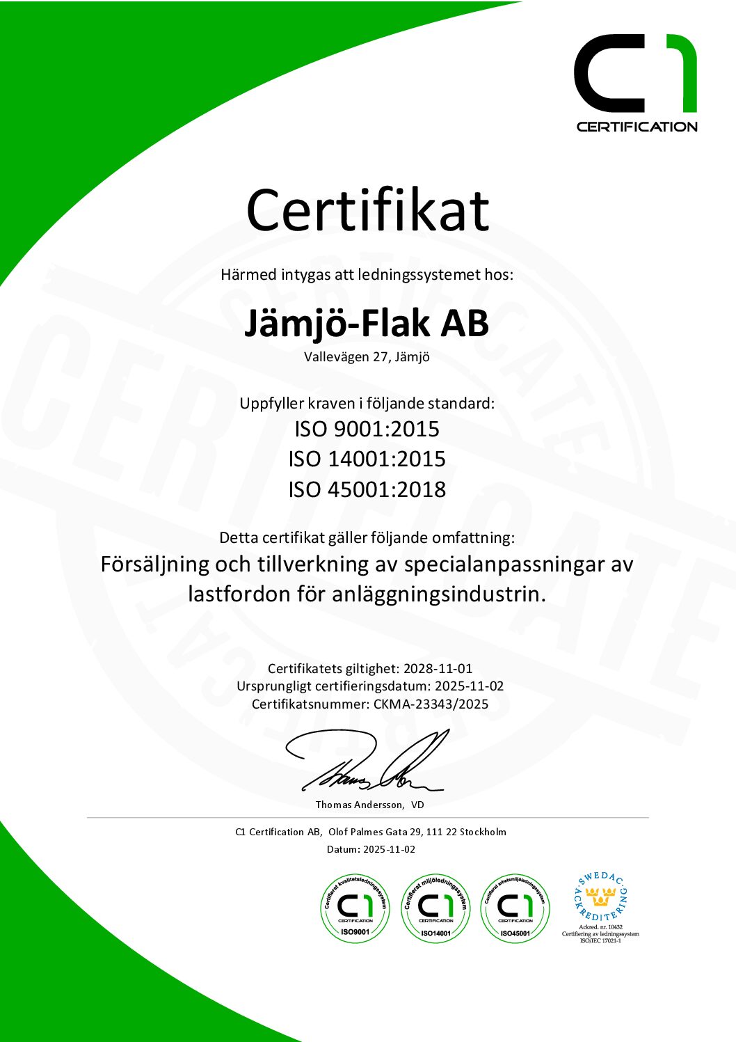 Nu är vi ISO-certifierade :)